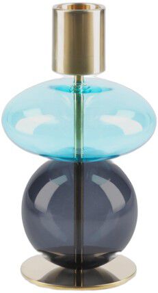 Bubble Lysestage H14 cm lys bl&aring;/smoke