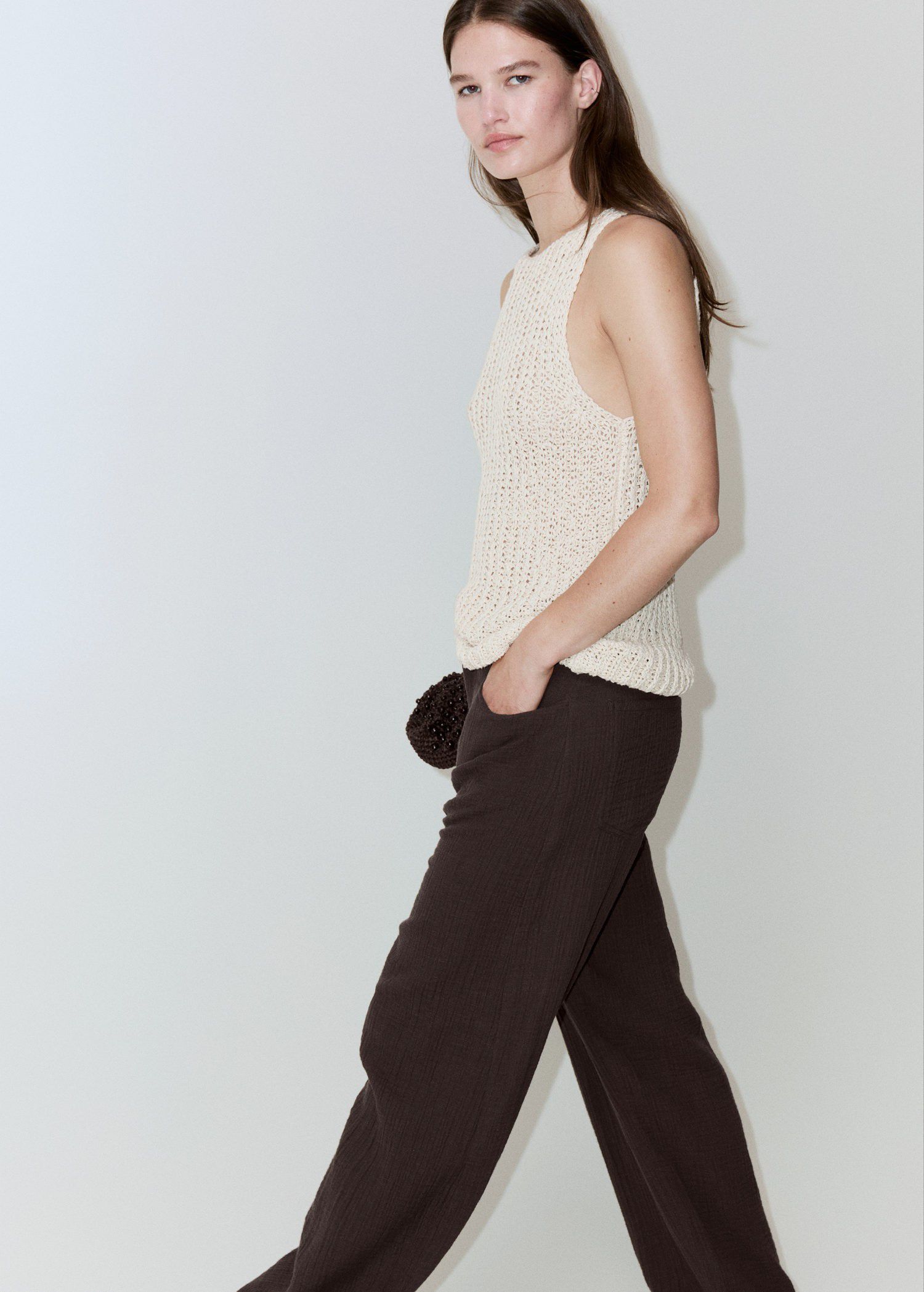 Balloon cotton trousers