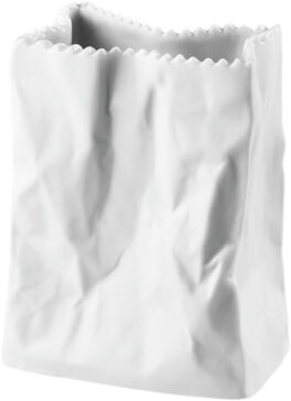 Bag vase 10cm, Weiss matt, Do not litter