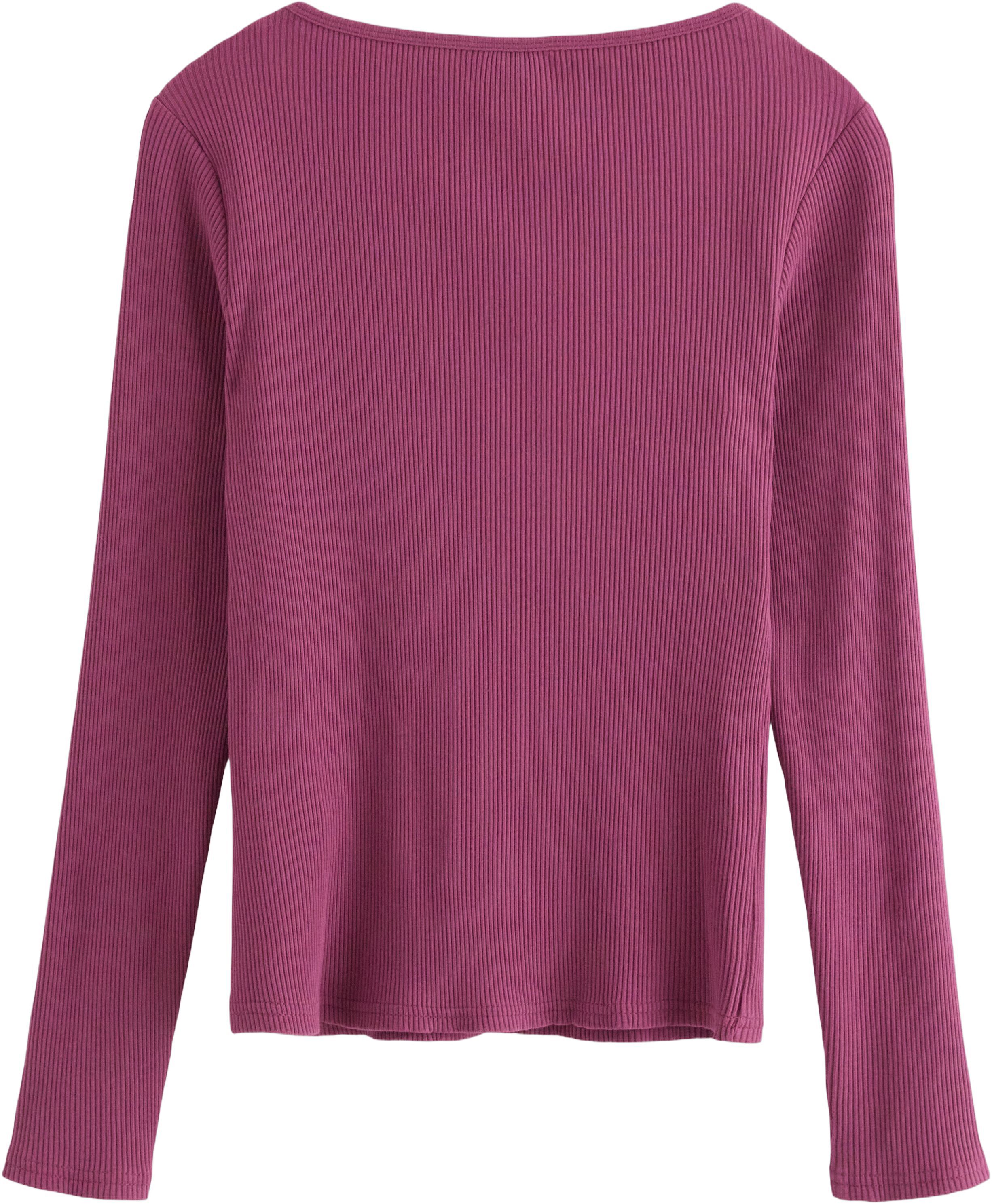 Ribbad l&aring;ng&auml;rmad topp med knytbands