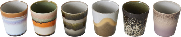 70s ceramics coffe mugs elements set of 6