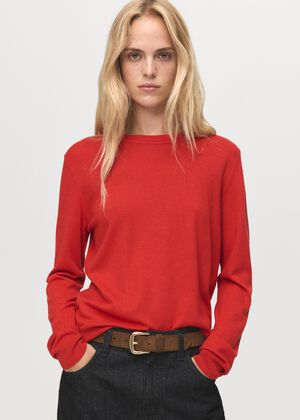 Fine-knit crew-neck sweater