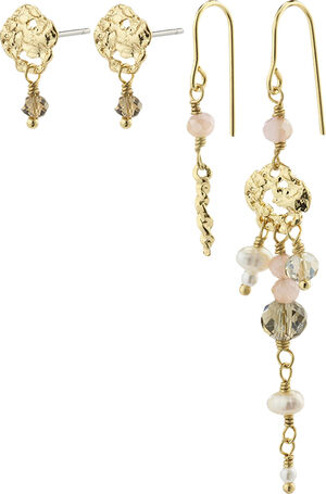 SMILE øreringe 2-i-ét sæt guldbelagt