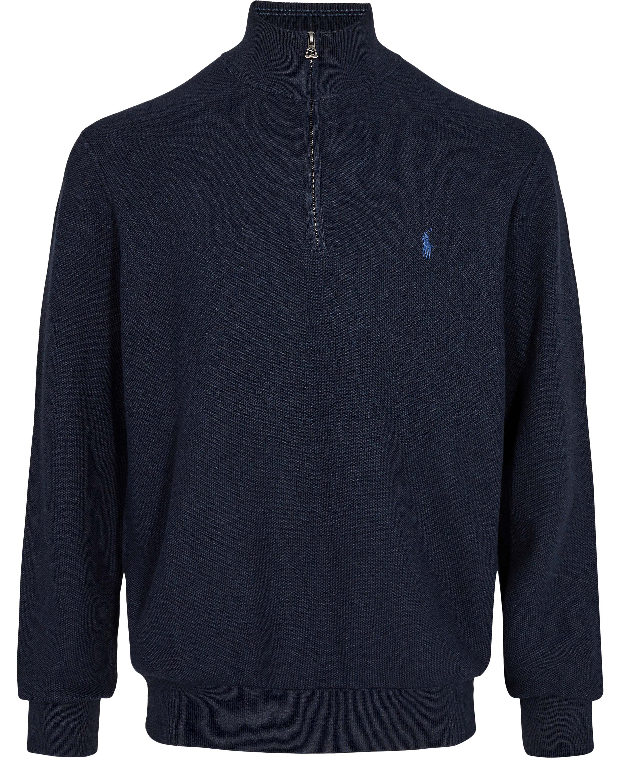 Mesh-Knit Cotton Quarter-Zip Sweater