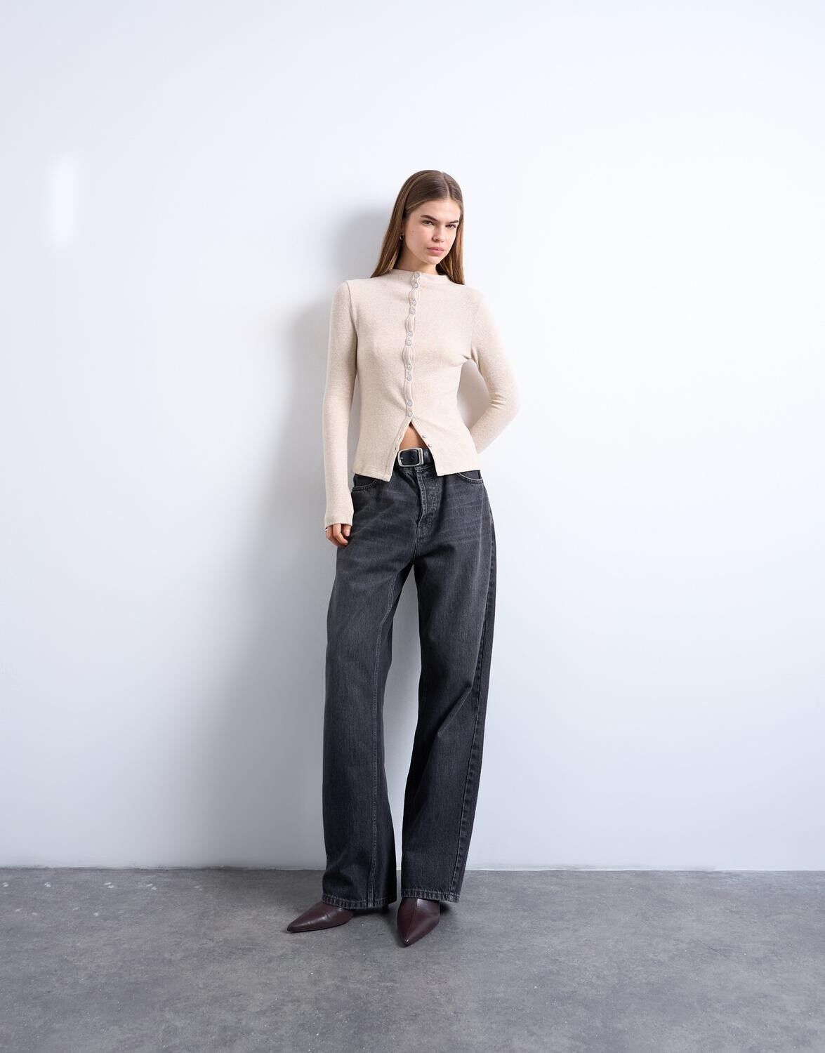 TSAGRETE LS BUTTON CARDIGAN TOP JRS