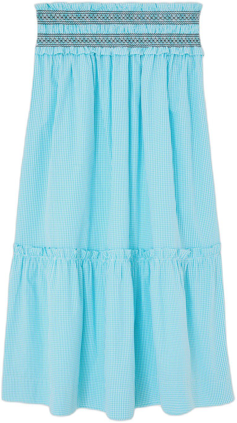 Check Cotton Smocked Waist Long Ski