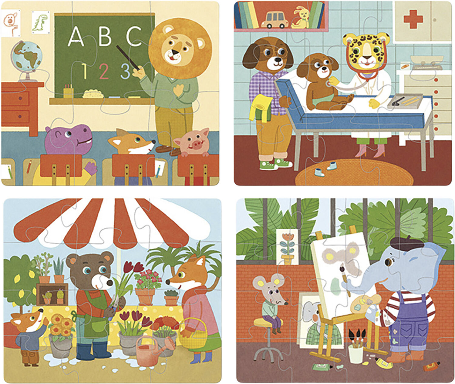 Vilac - 4 puslespil i tr&aelig; - Jobs