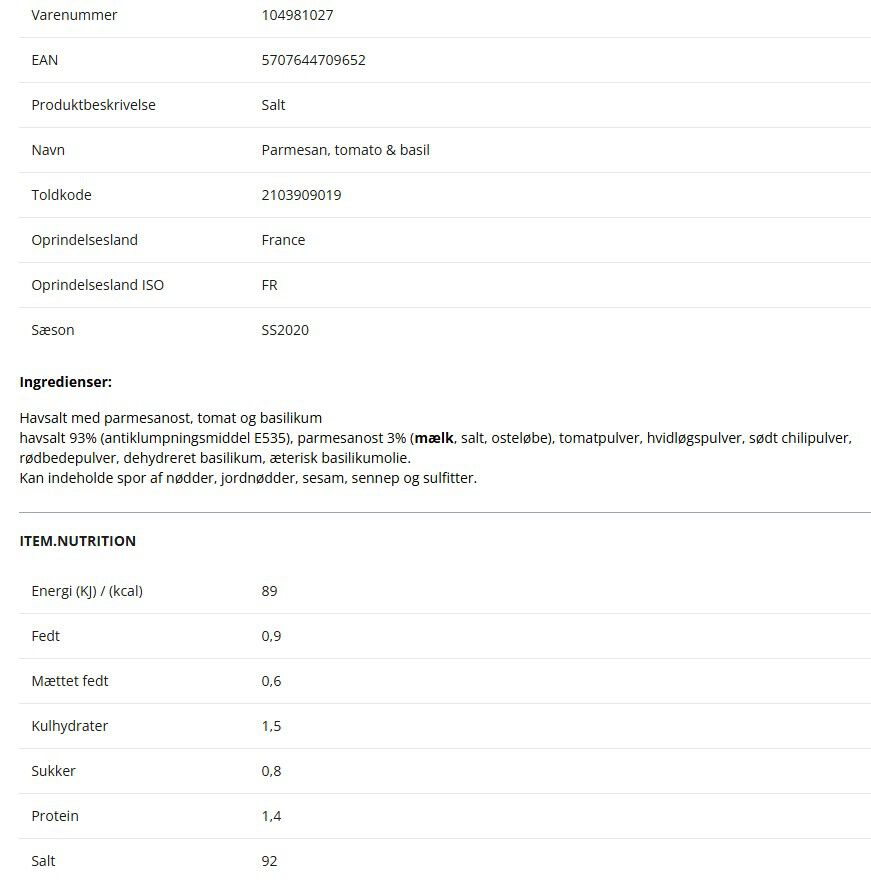 Salt, Parmesan, tomato & basil, 300 g