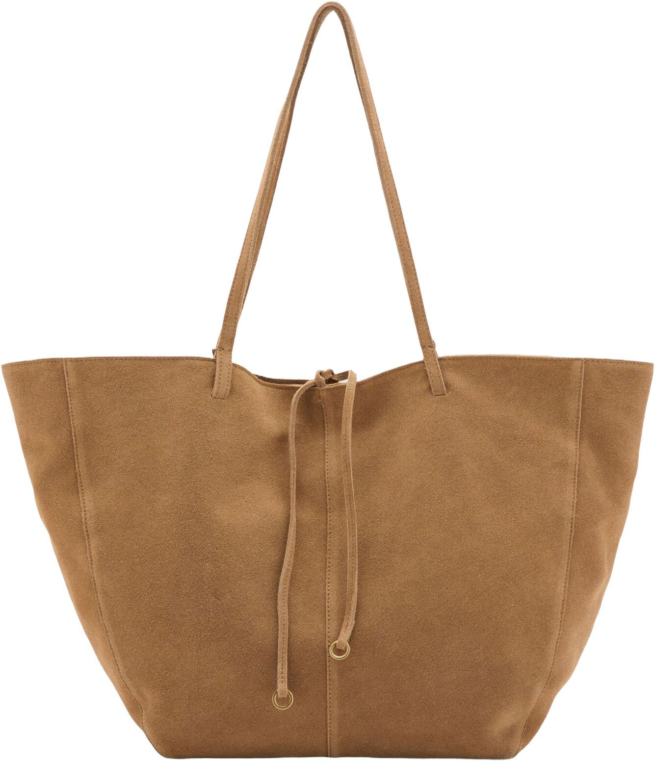 Suede shopper bag with bow closure