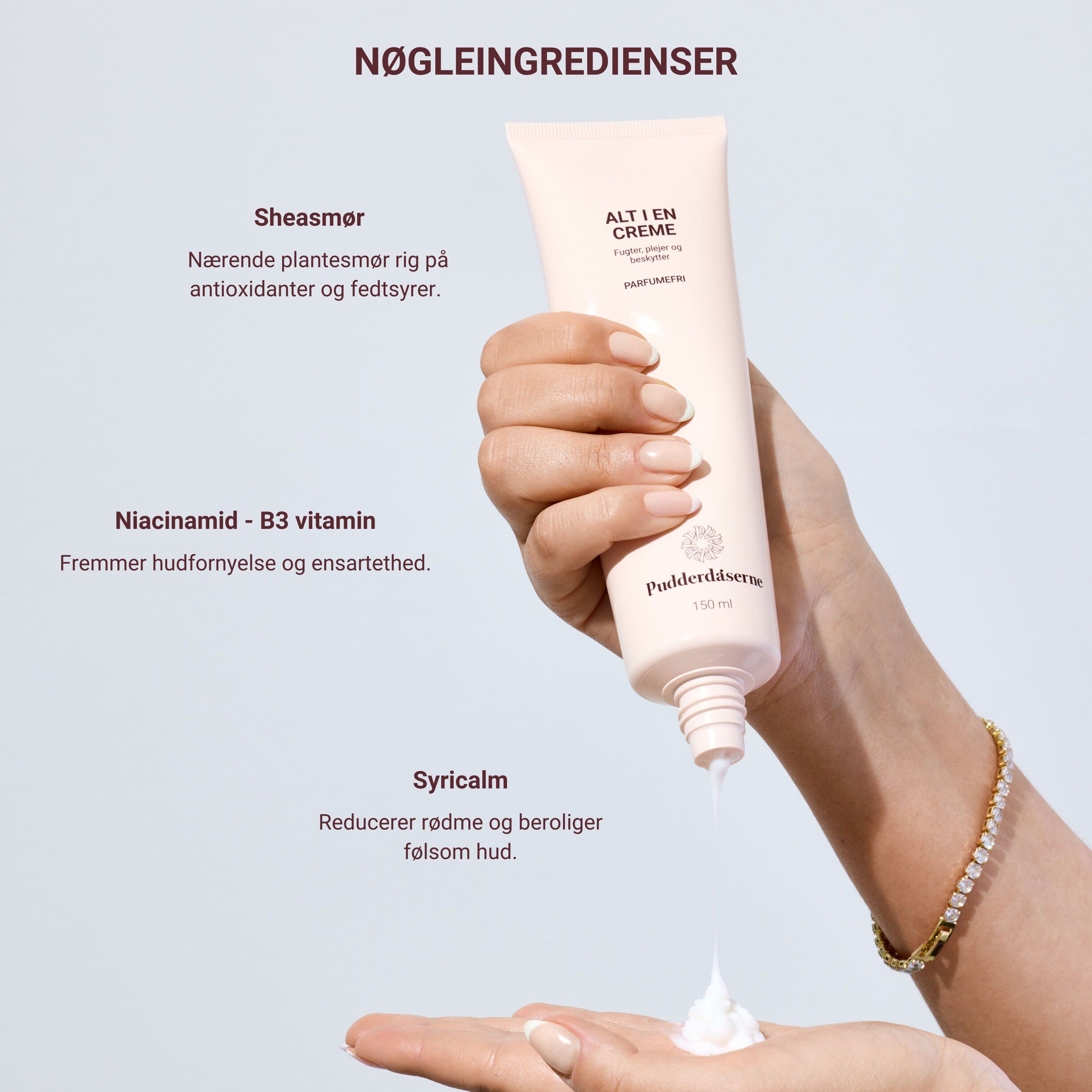 Pudderd&aring;serne Alt i en creme