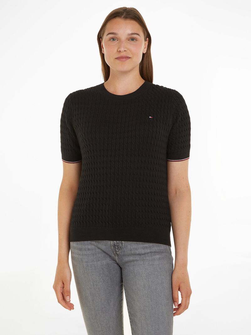 Cable Knit Short Sleeve Jumper