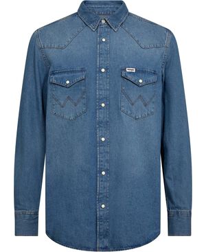 WESTERN_SHIRT MID LIGHT WASH
