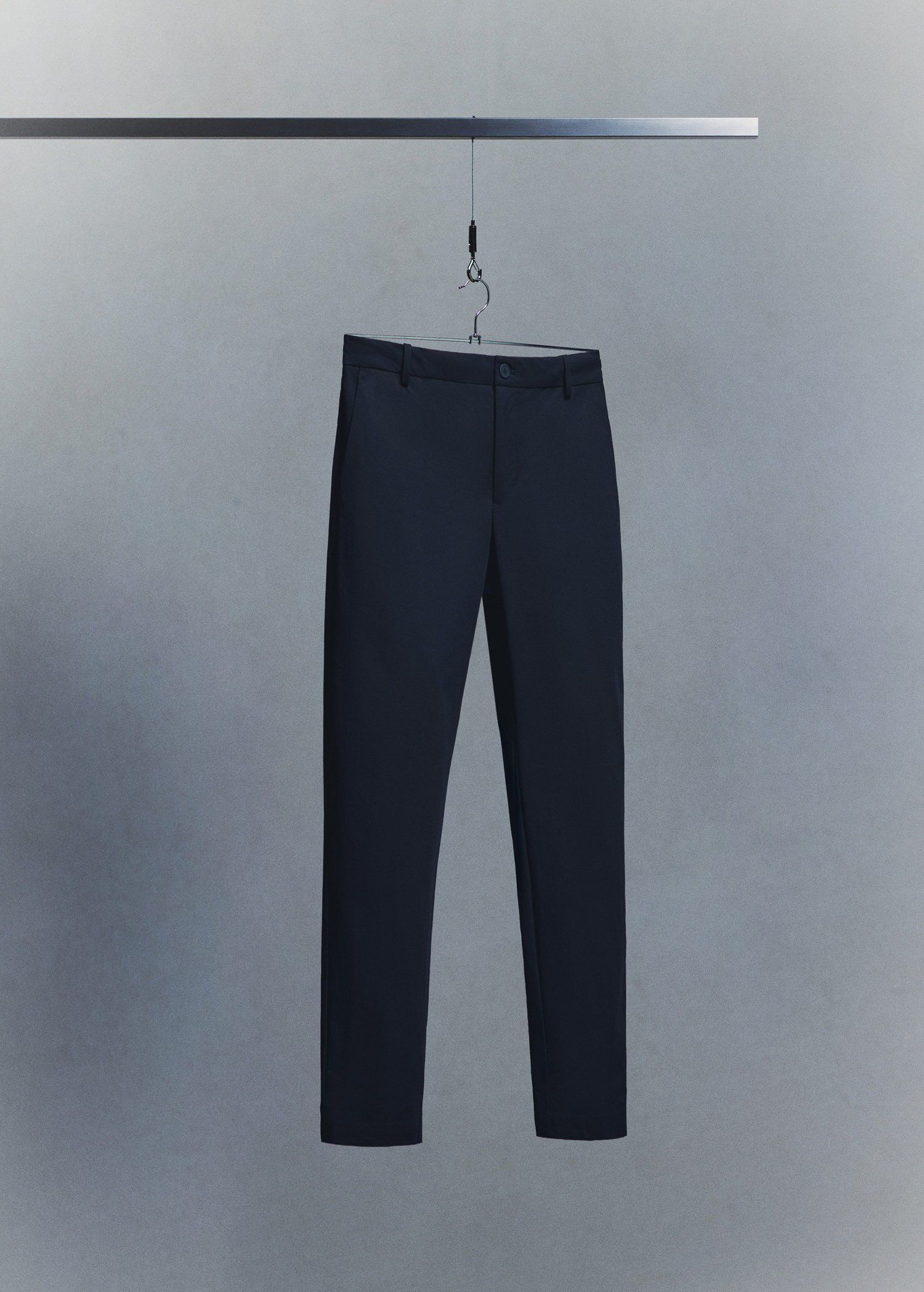 Stretch fabric slim-fit trousers wi