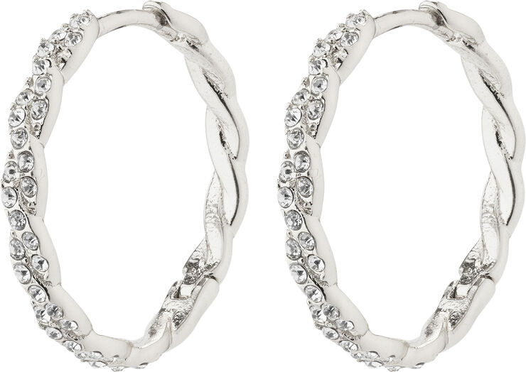 EZO twirled crystal hoops silver-plated