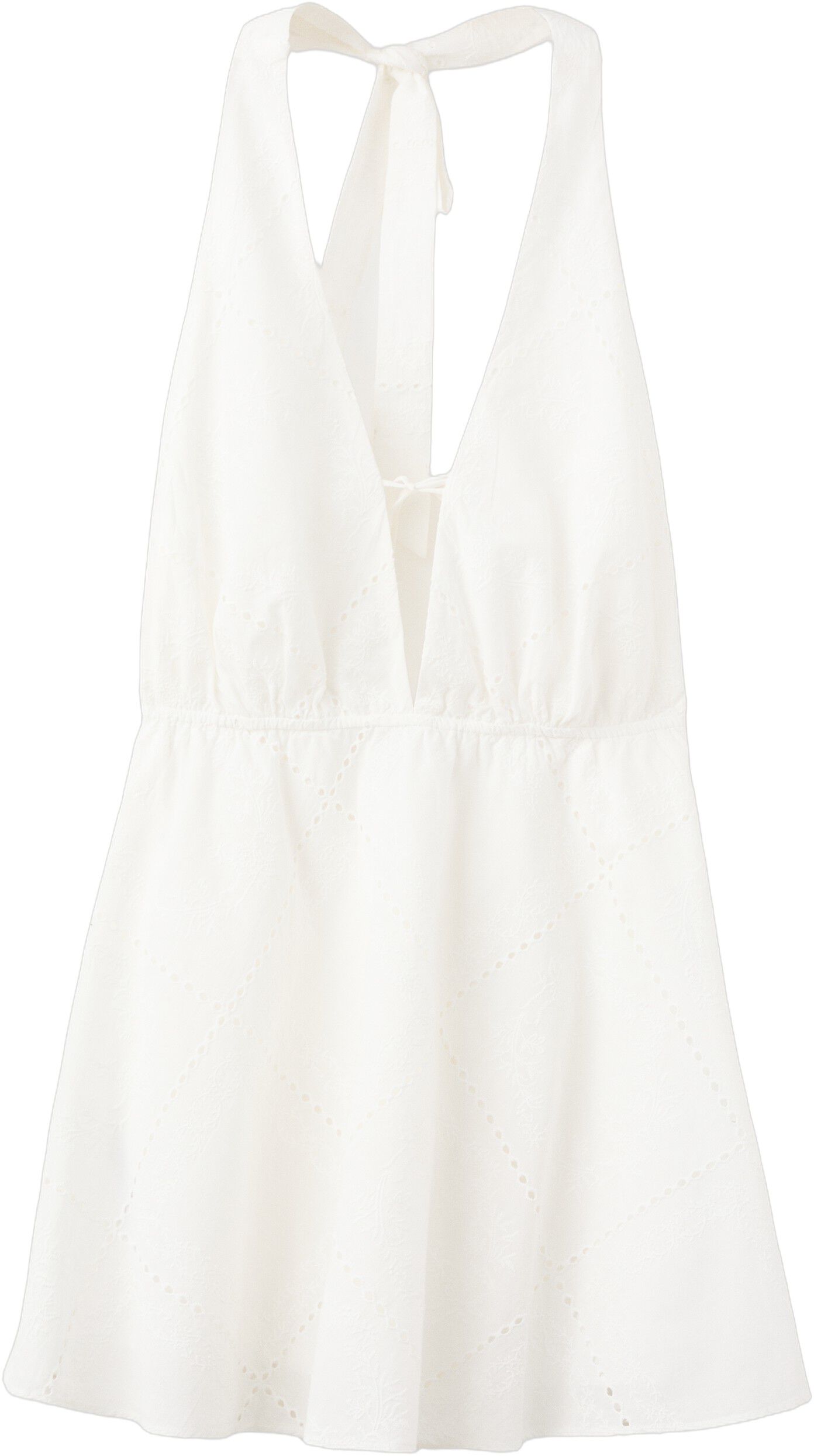 Halter dress with lace embroidery