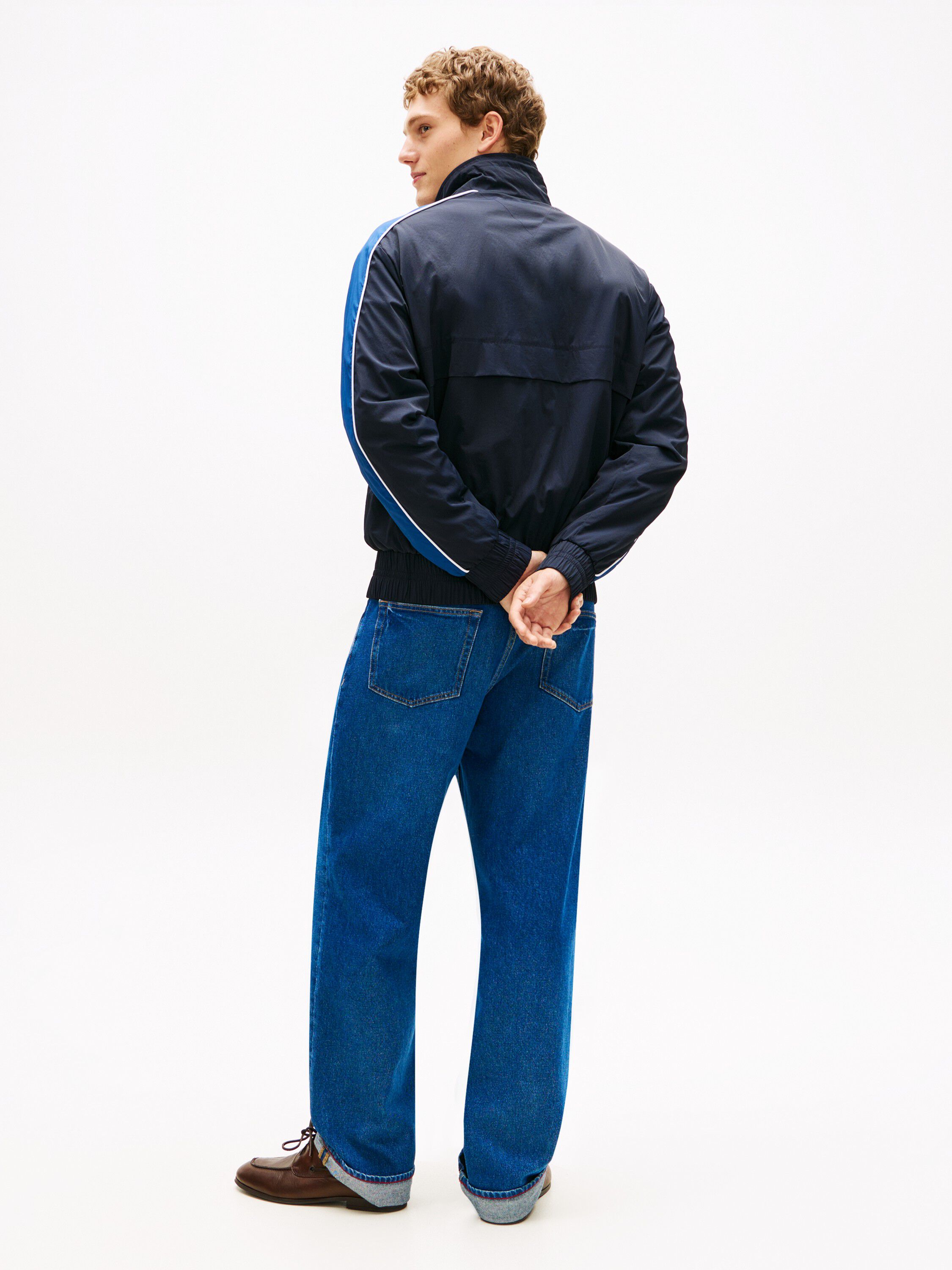 Crest Patch Stand-Up Collar Windbreaker