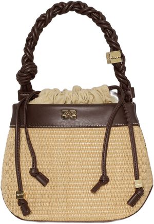 Ganni Bou Bucket Bag Raffia