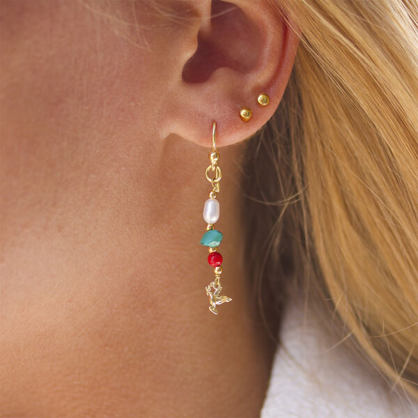 Peace Turquoise & Coral Pearl Earring