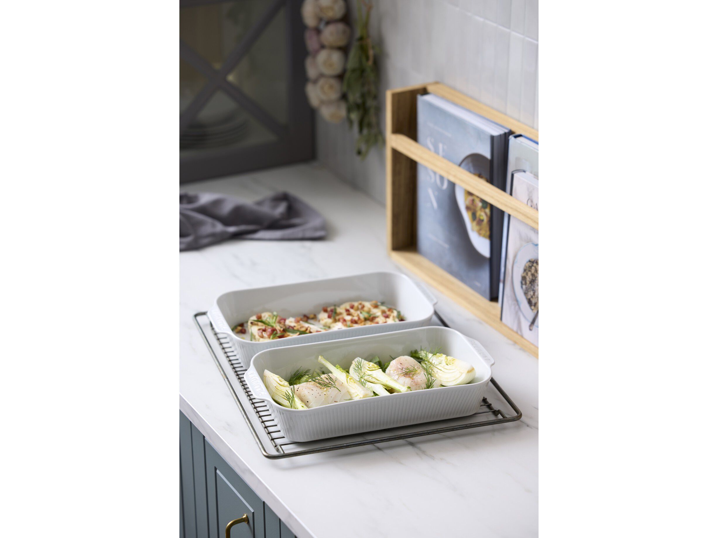 Fads&aelig;t dybt Pliss&eacute; 35 x 19 x 6 cm 2 stk. Hvid