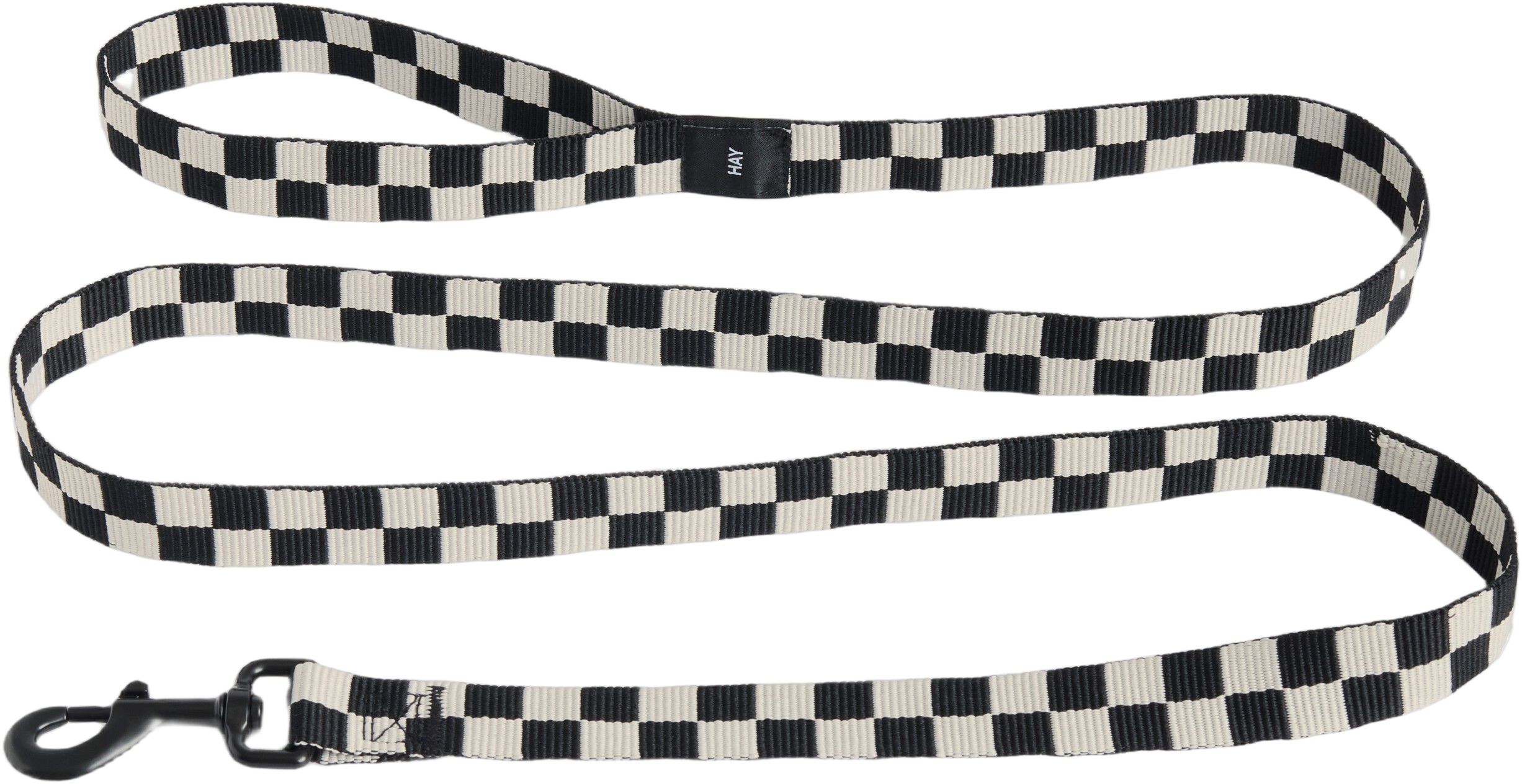 HAY Dogs Leash-Flat Check M/L-Black
