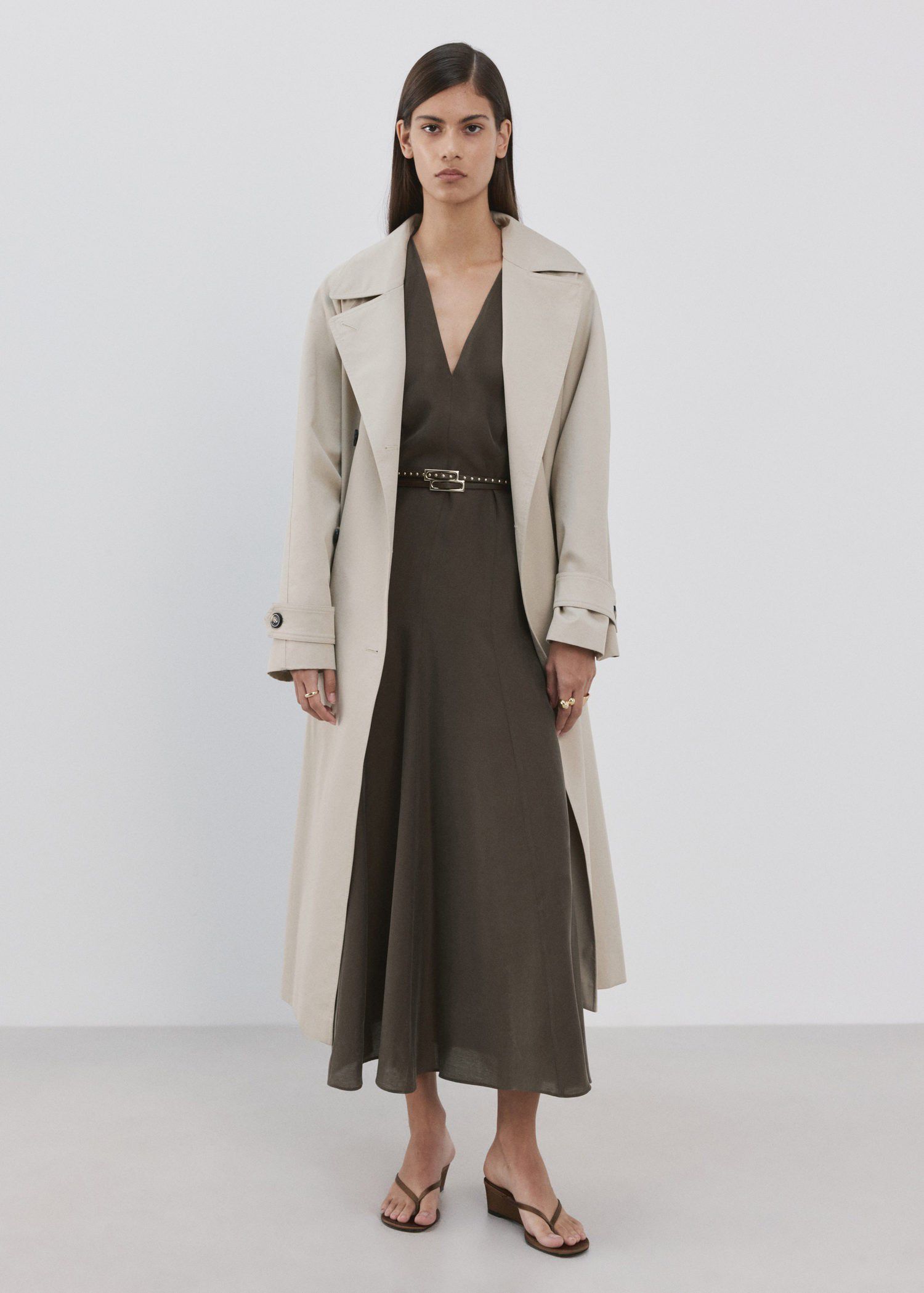 Double-belt A-line dress