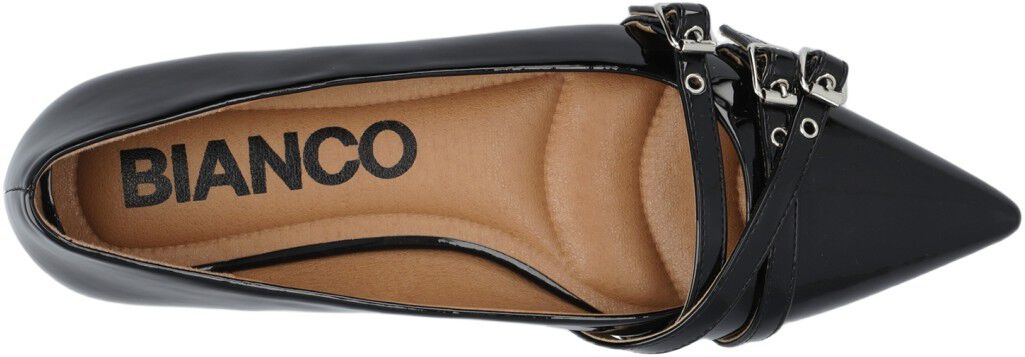 BIABARI Pointy Flat Buckle Faux Leather
