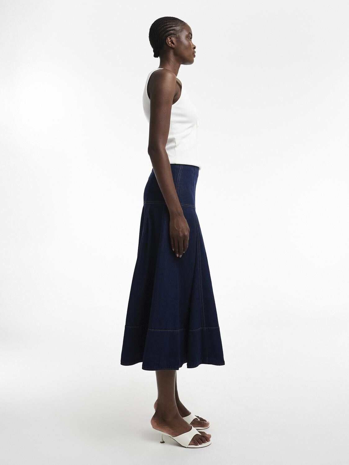 TSLEAH HR MAXI DNM SKIRT DB