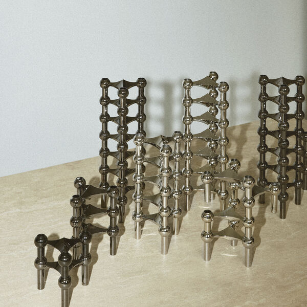 STOFF Nagel® 3-pak lysestage sort krom