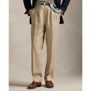 LINEN BLEND-WHITMAN PLEATED CHNO