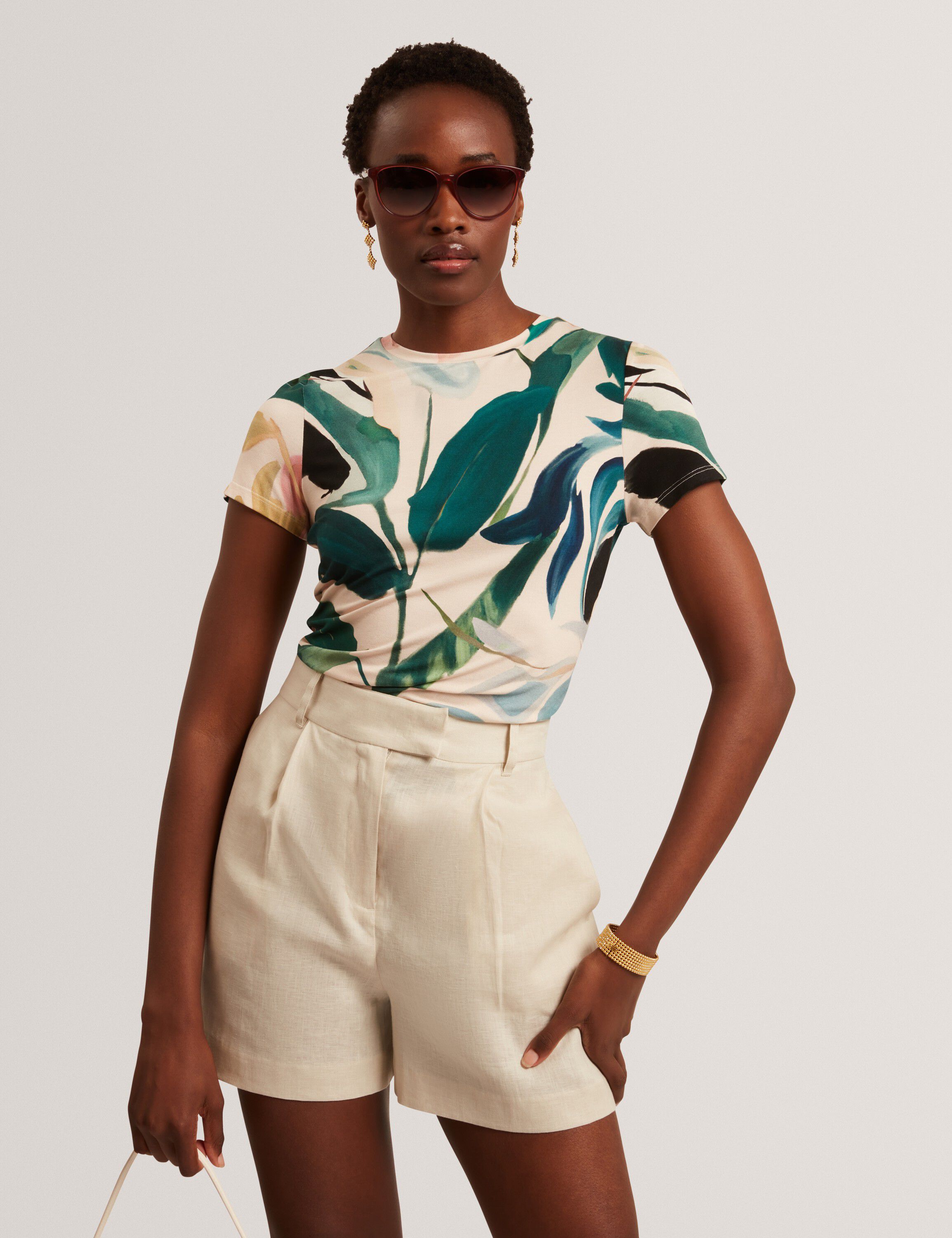 HAIILEY Printed Fitted Short Sleeve