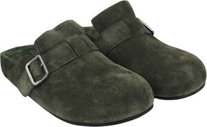 KAMAKURA - SILK COW SUEDE MULES WITH BUCKLE