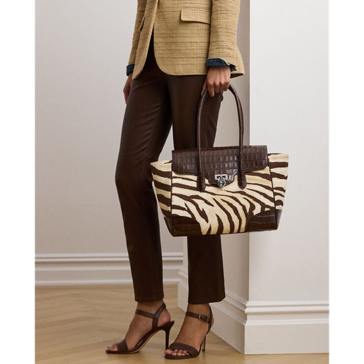 Zebra-Print Canvas Large Tanner Satchel