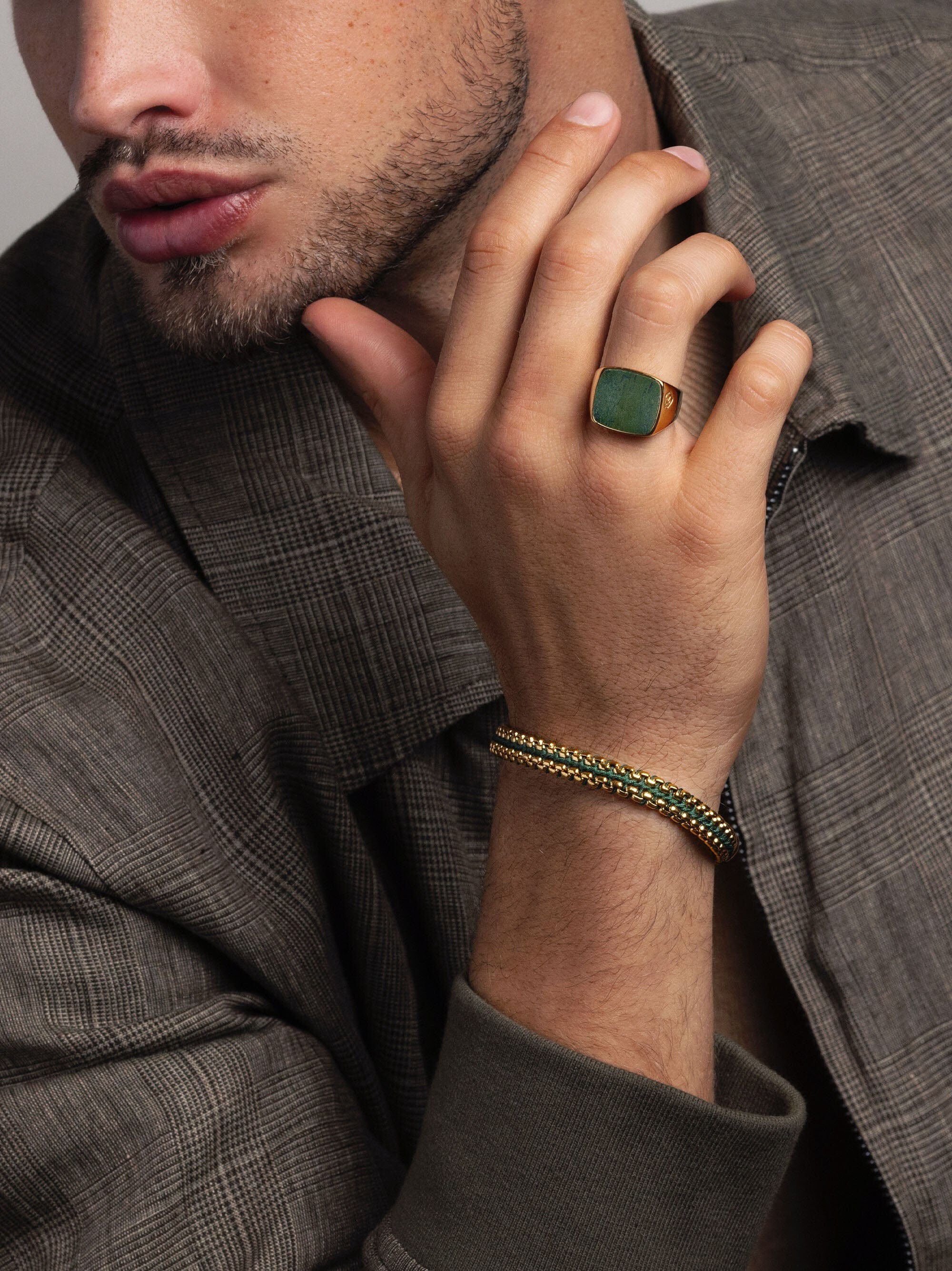Men's Gold Signet Ring with African Turquoise