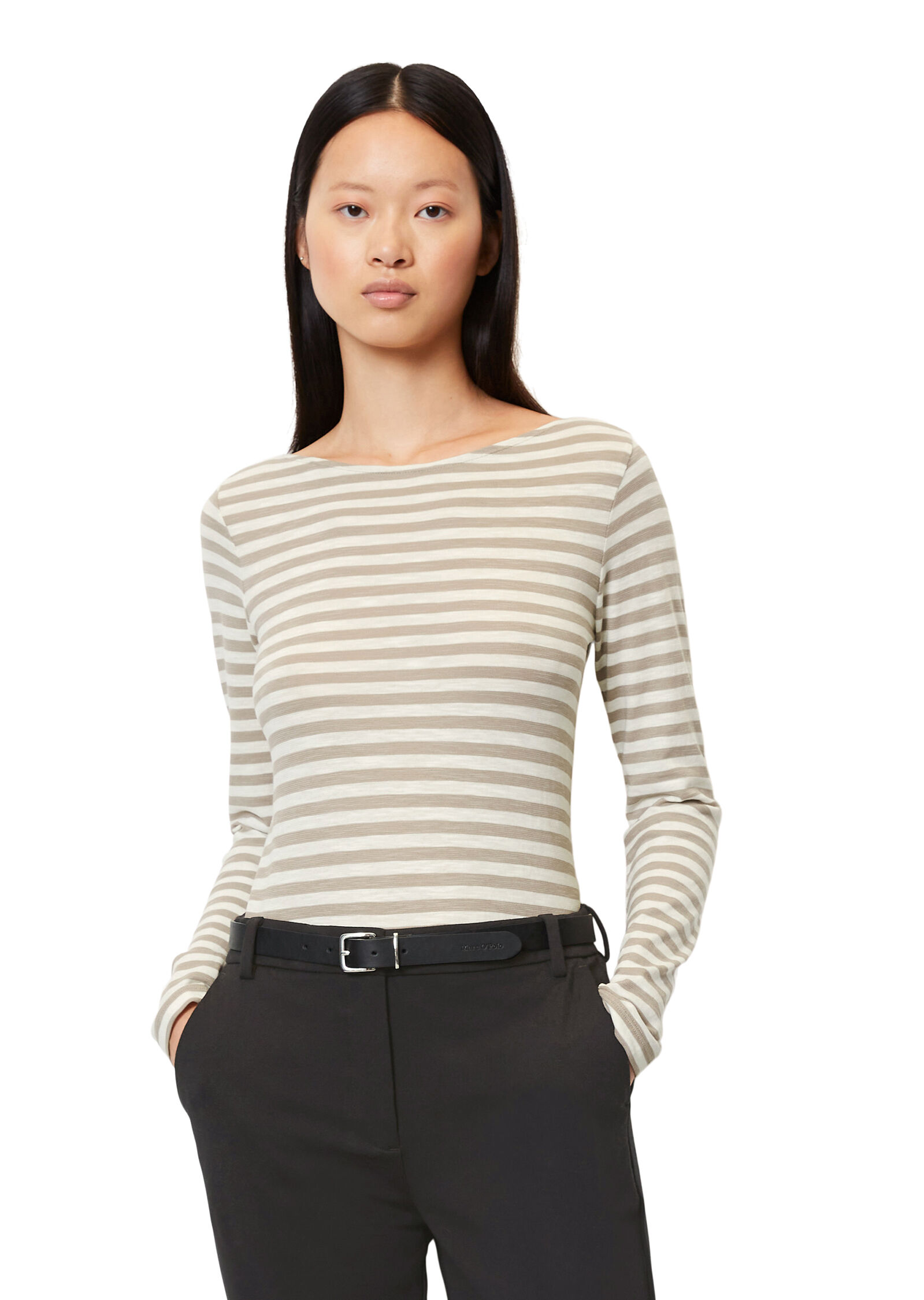 T-shirt, long sleeve, boat neck, st