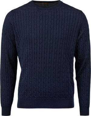 Crew neck cable merino