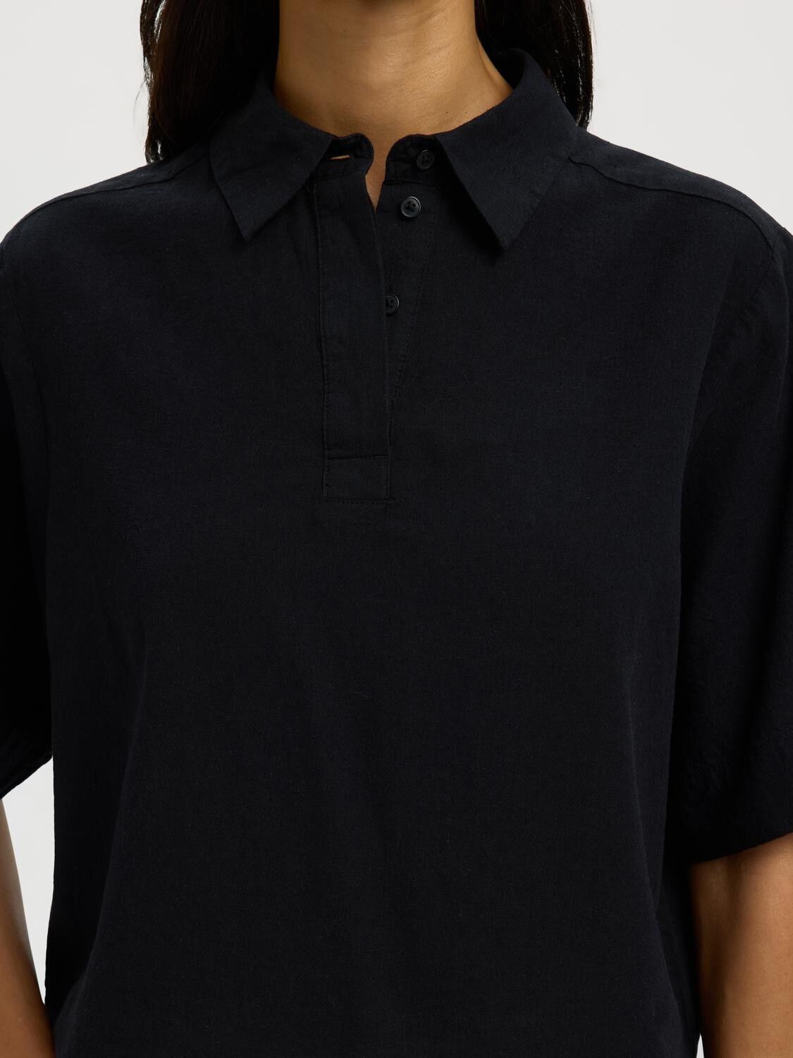 SLFLUISA LINEN BLEND POLO NOOS