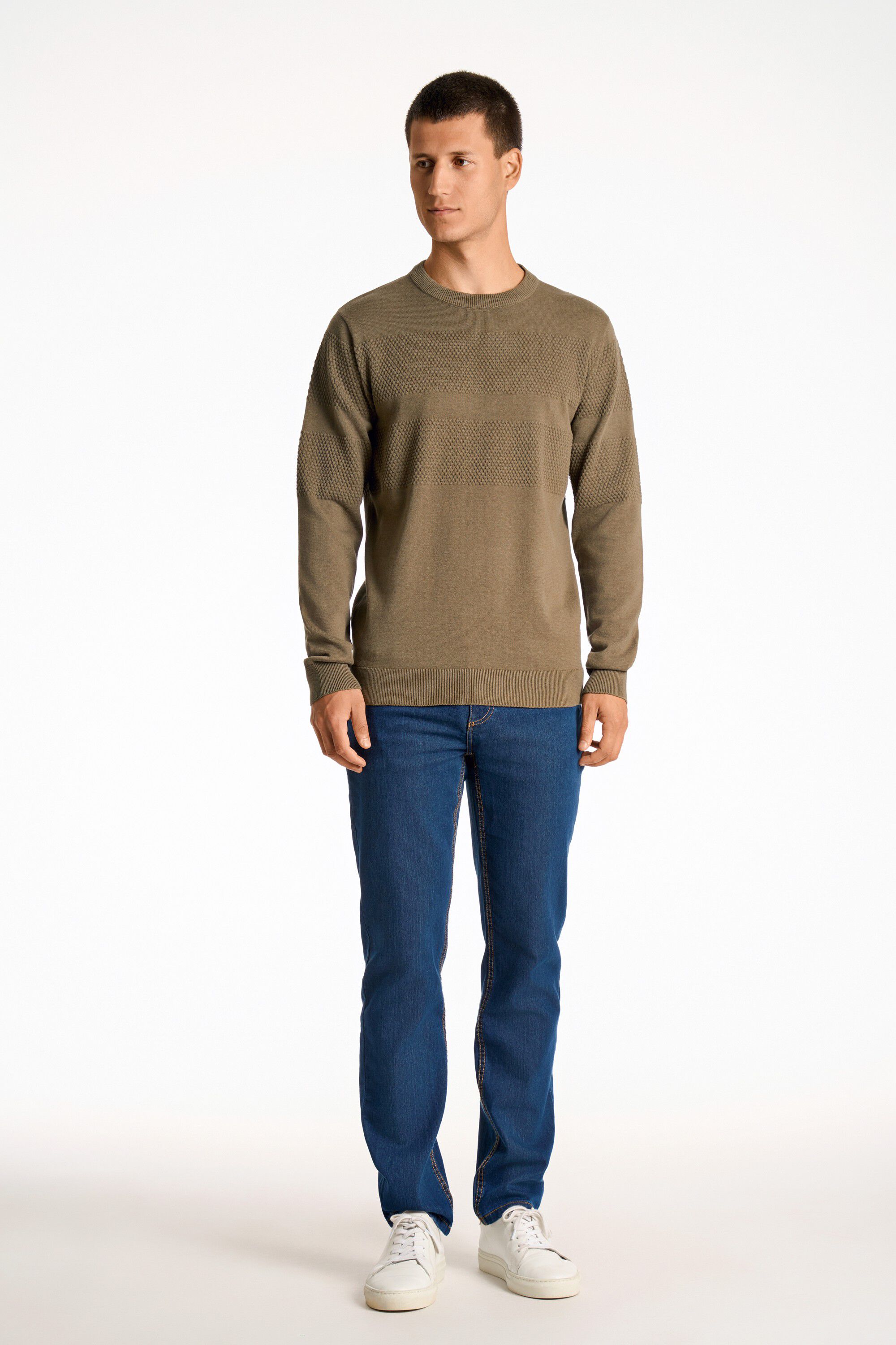 Purl knit o-neck jumper