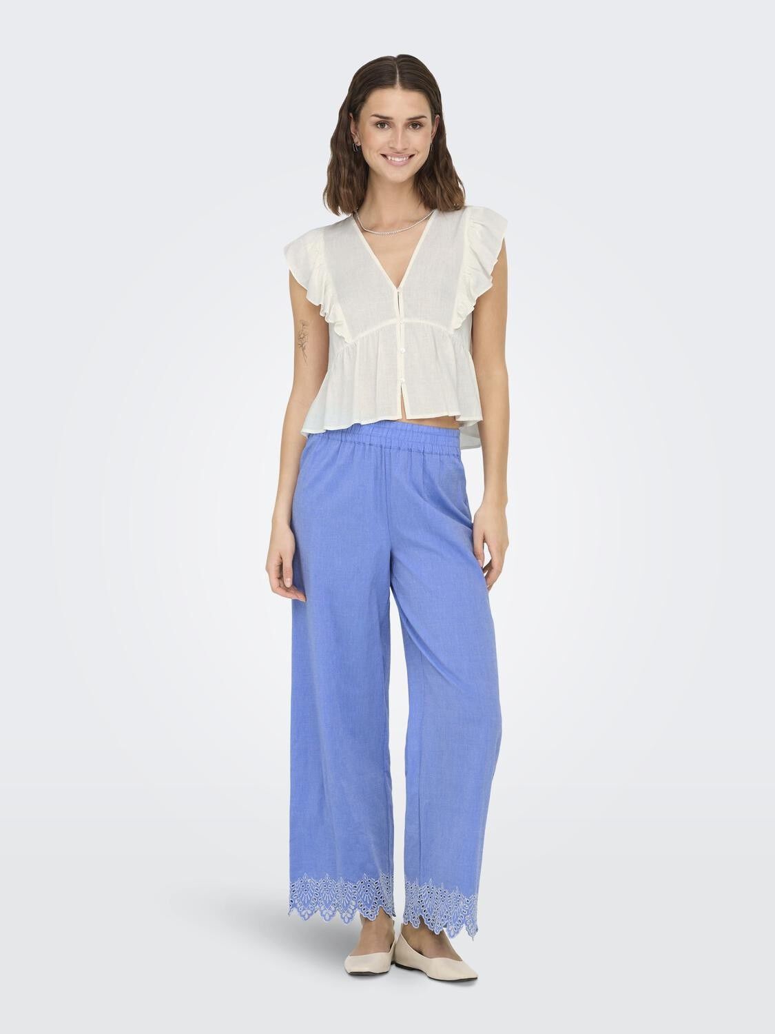 ONLPAULA TULUM EMB PULL-UP PANT NOO