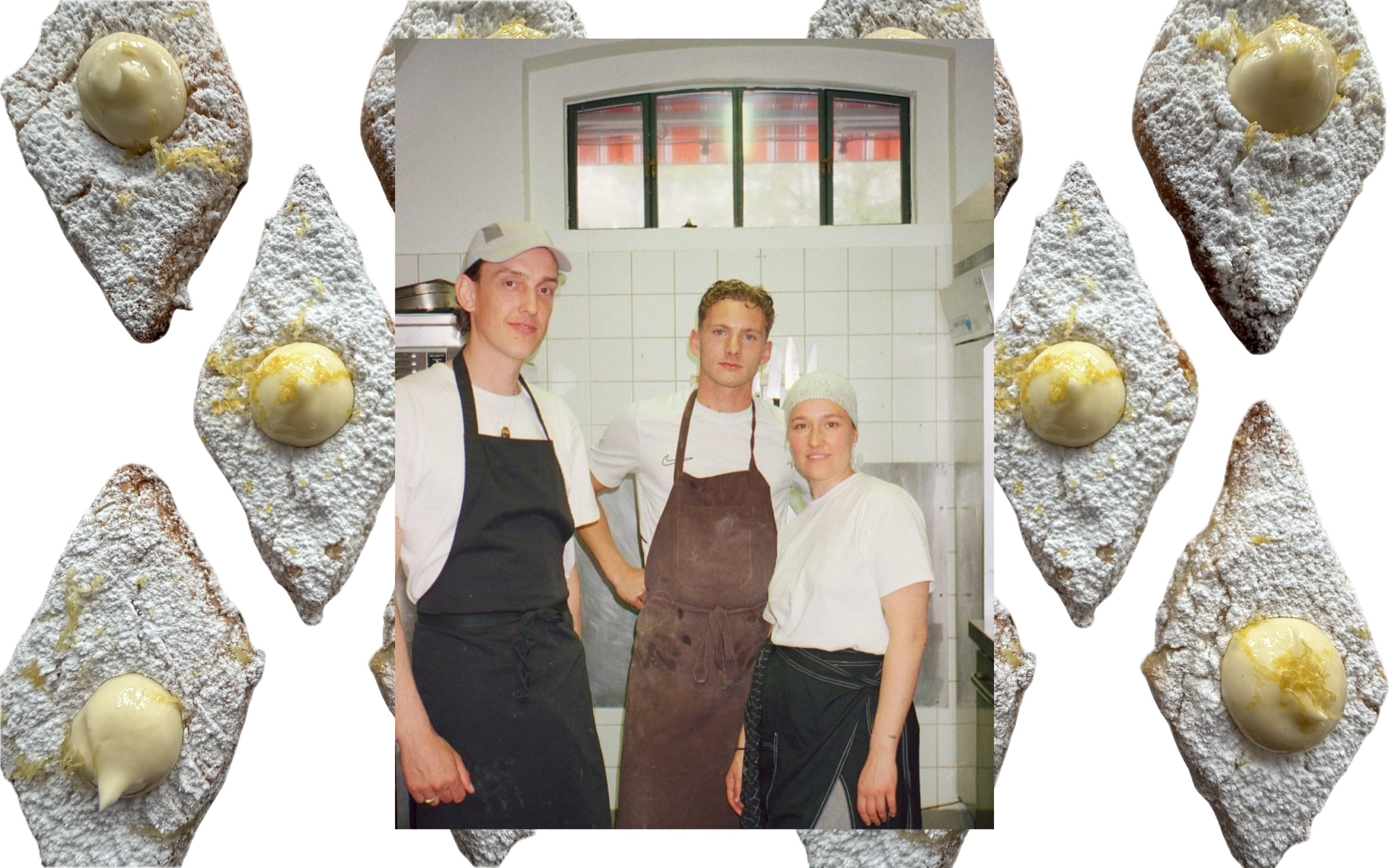 kollage med mennesker og småkager