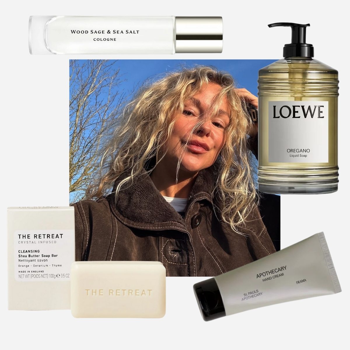 kollage med sk&oslash;nhedsprodukter