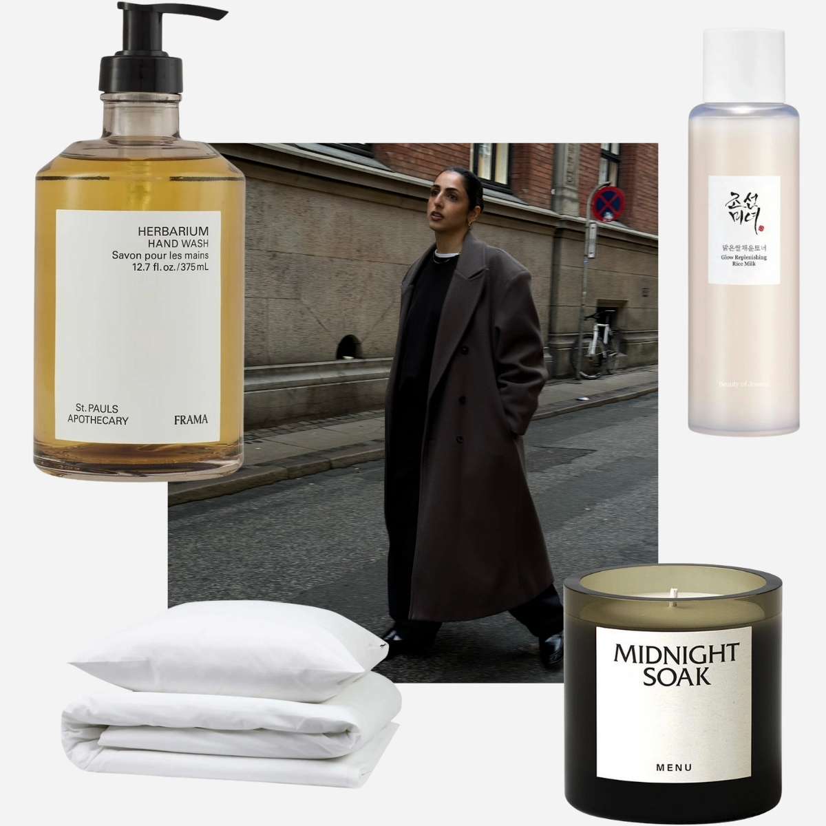 kollage med sk&oslash;nhedsprodukter