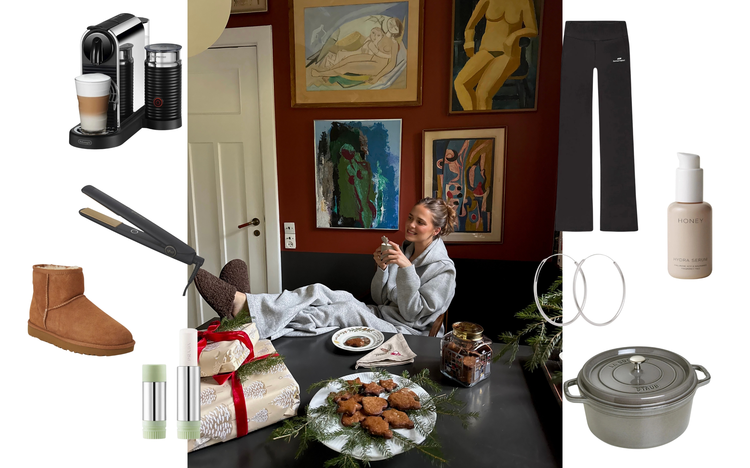 Kollage med kvinde og småkager