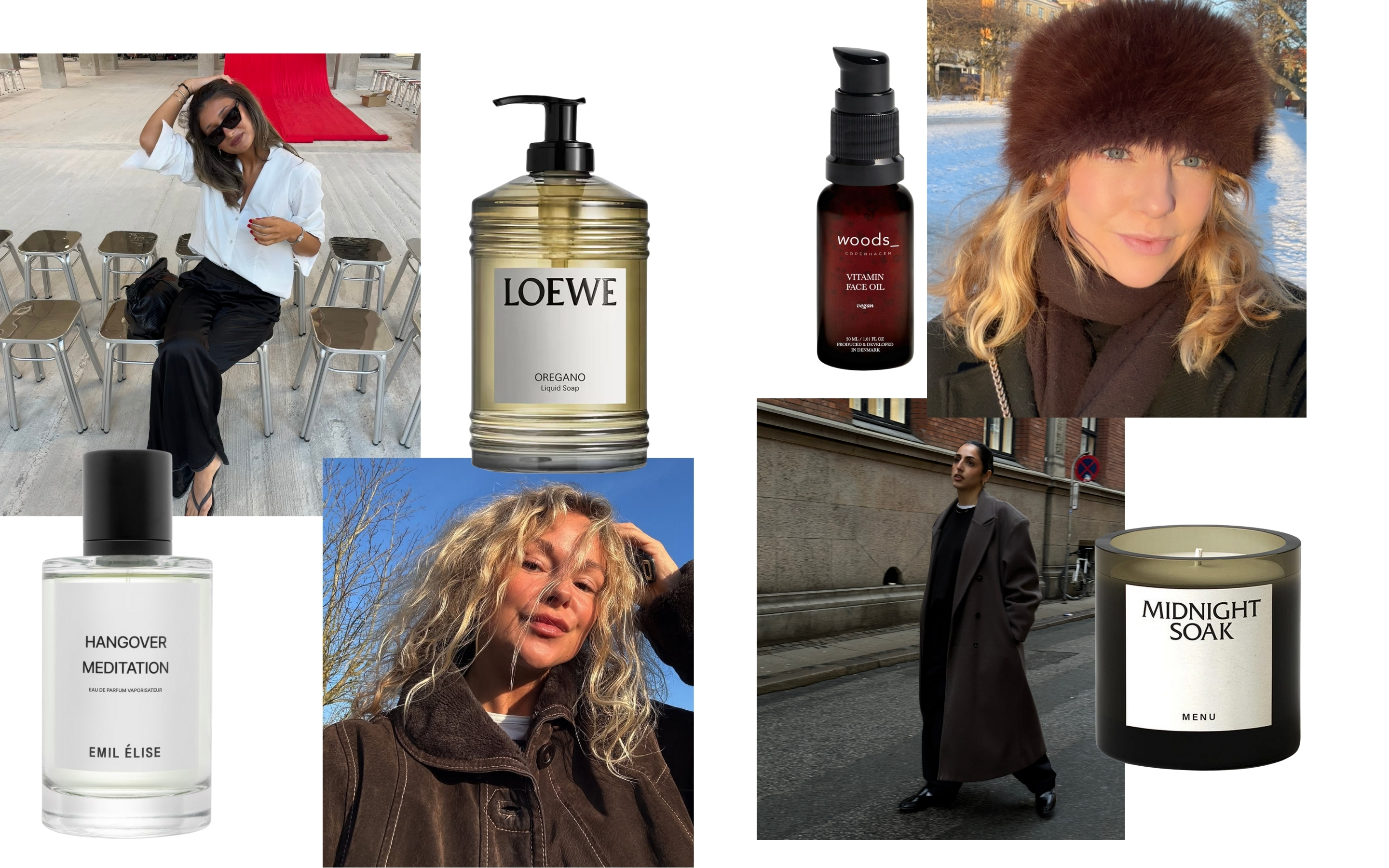 kollage med sk&oslash;nhedsprodukter