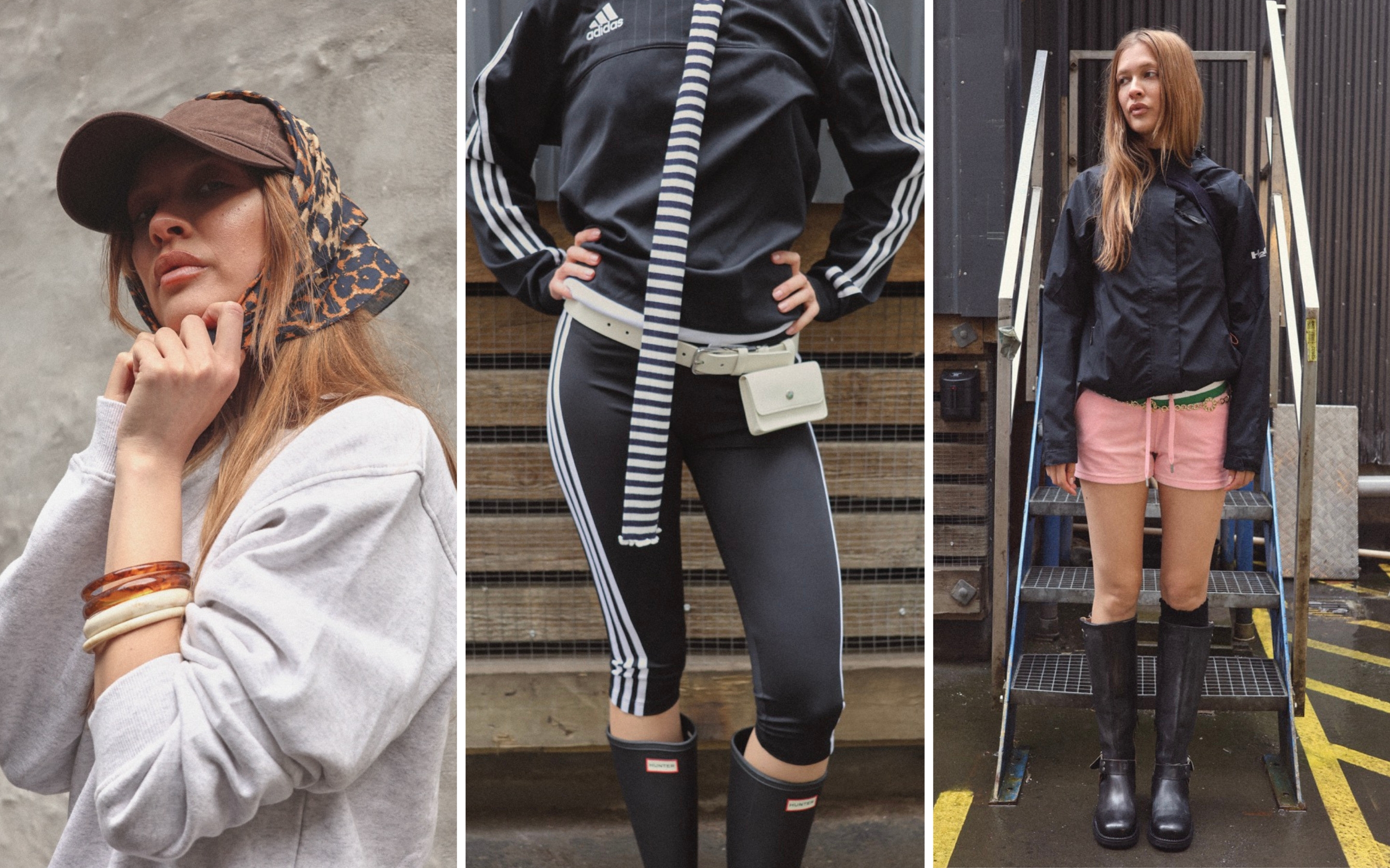 kollage med model iført festivallooks