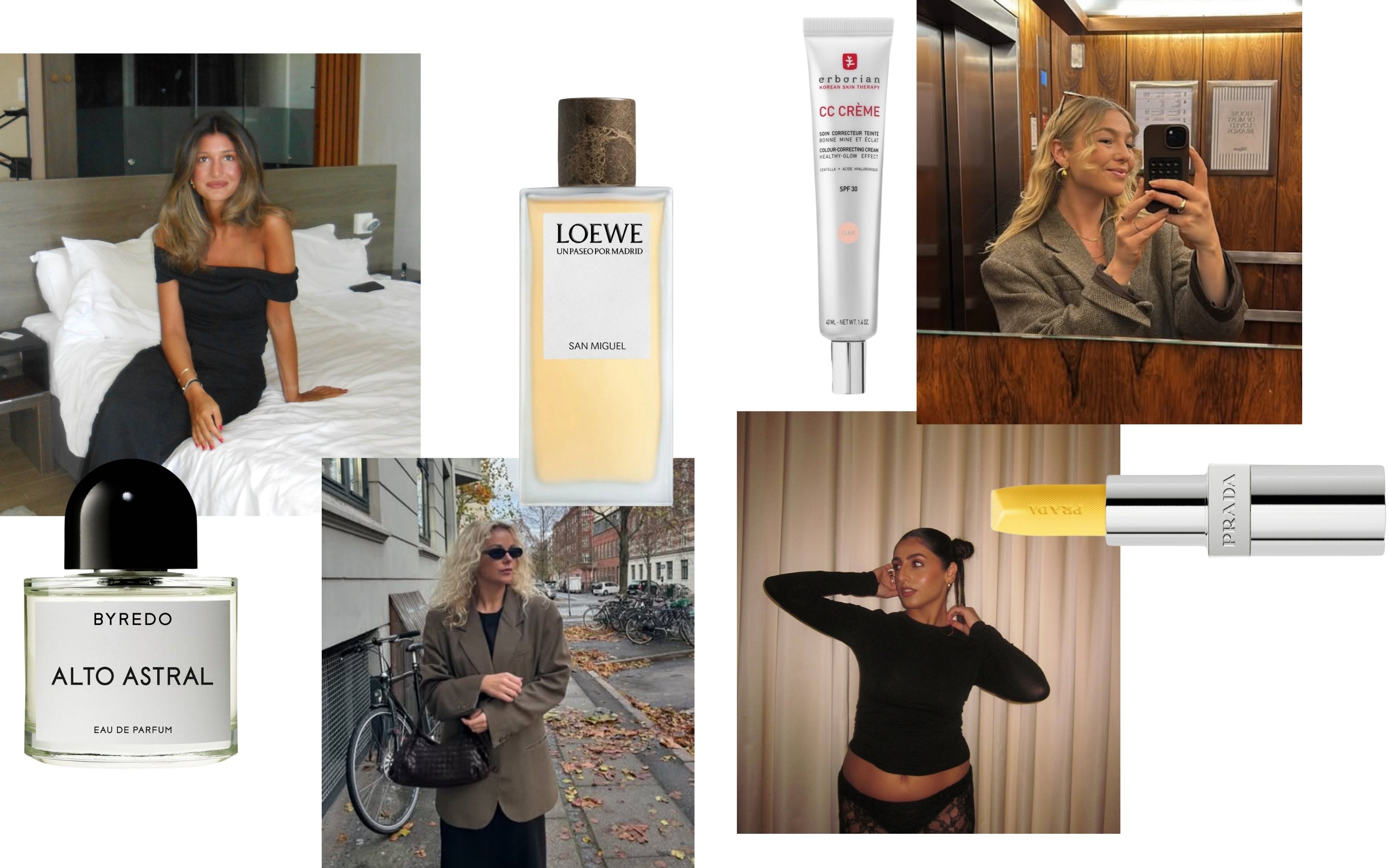 kollage med skønhedsprodukter