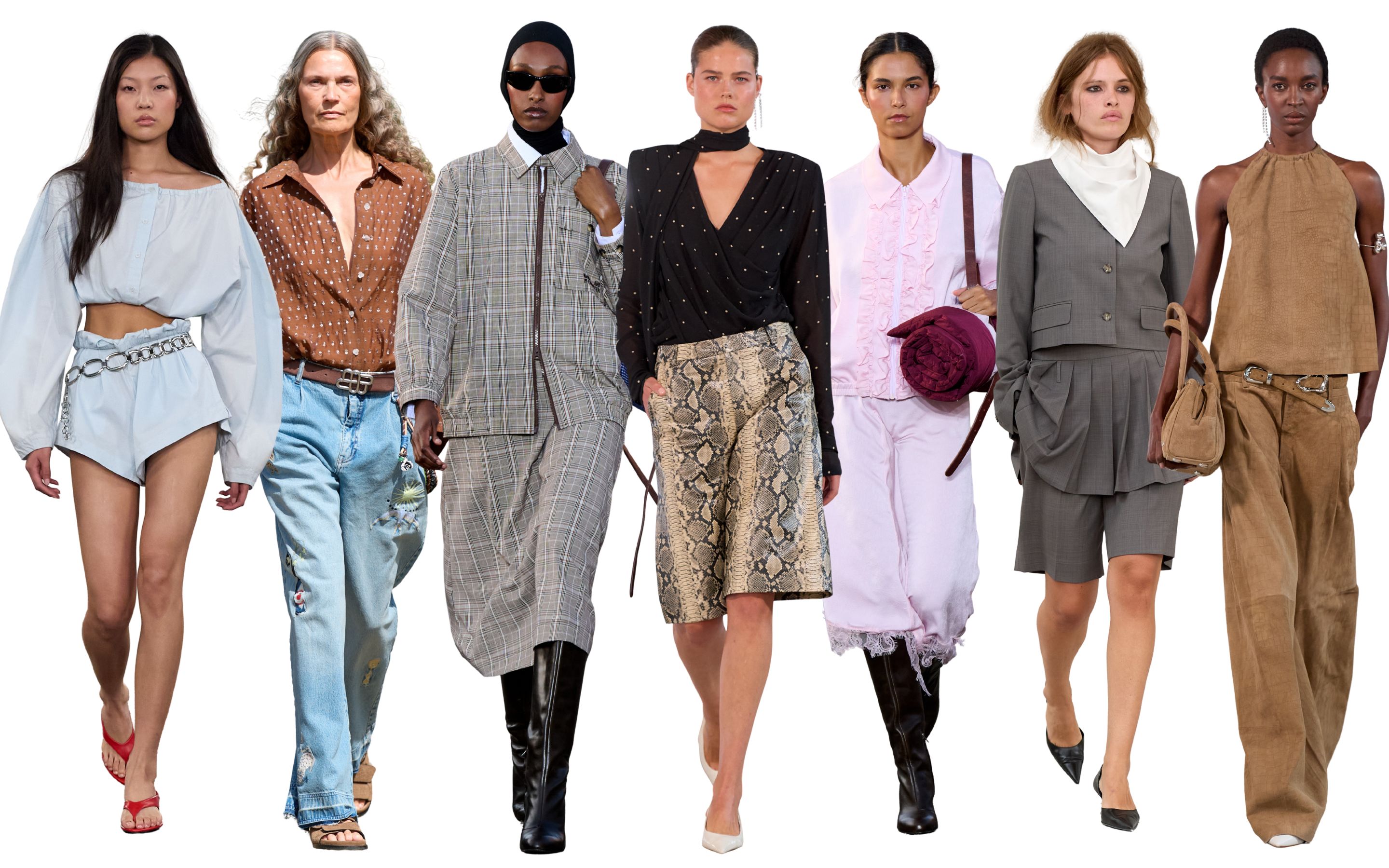 Kollage med modeller på runway