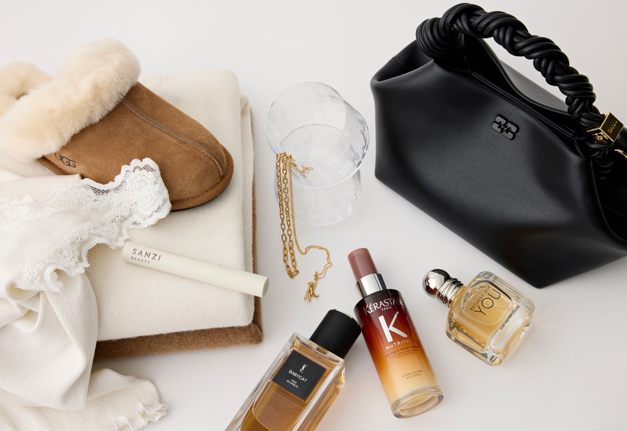 kollage med produkter