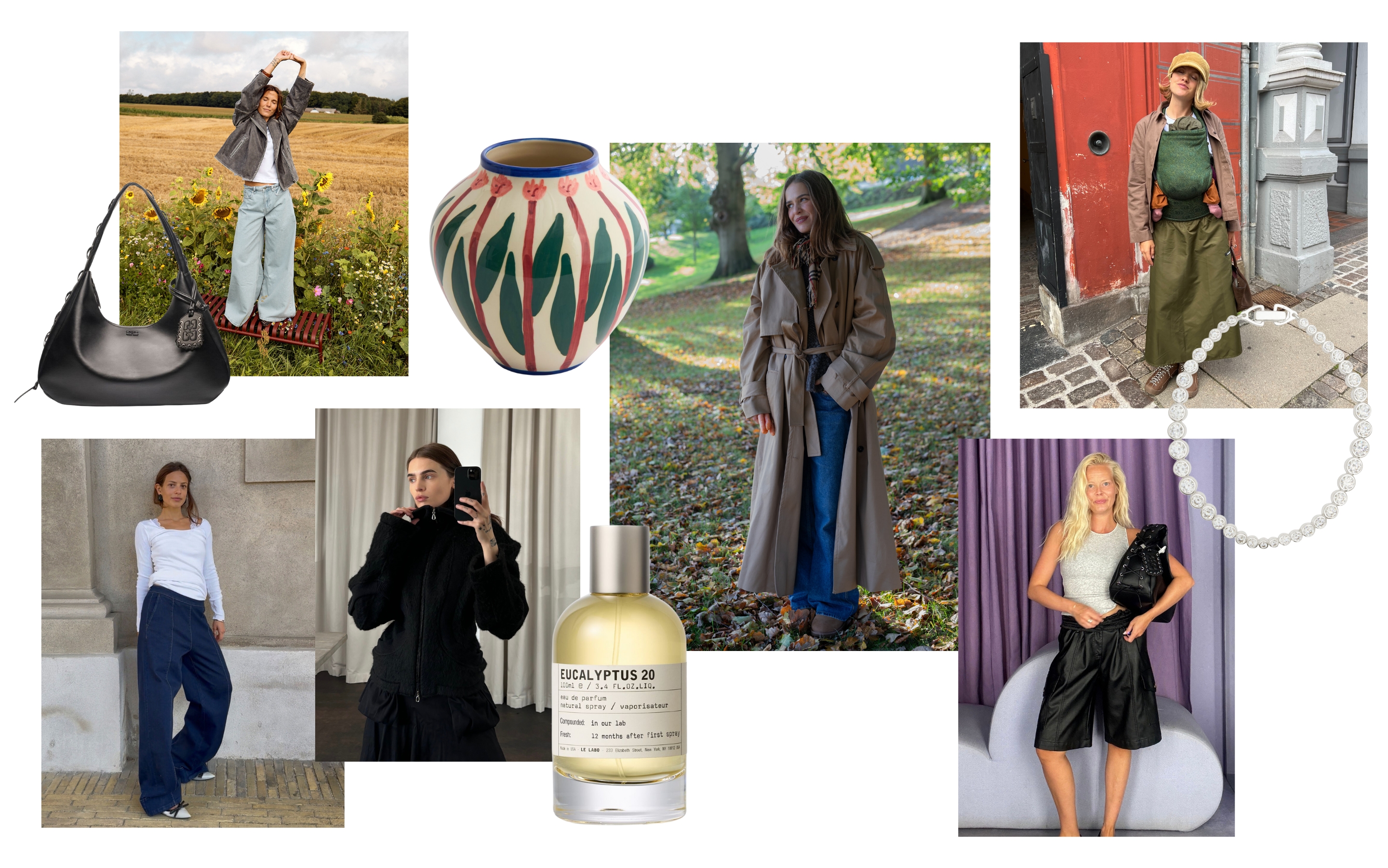 kollage med kvinder og produkter