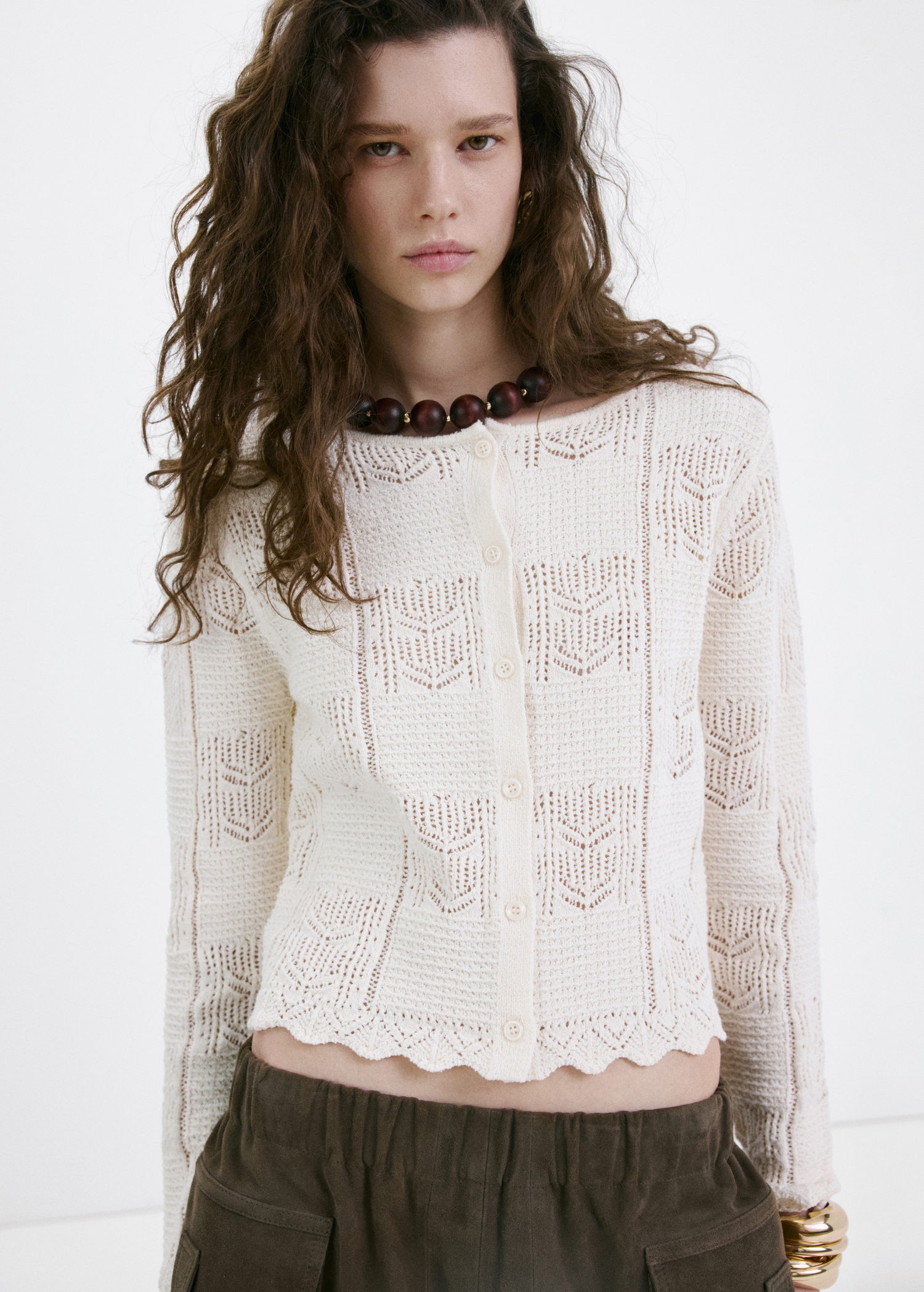 Openwork Detail Knit Cardigan
