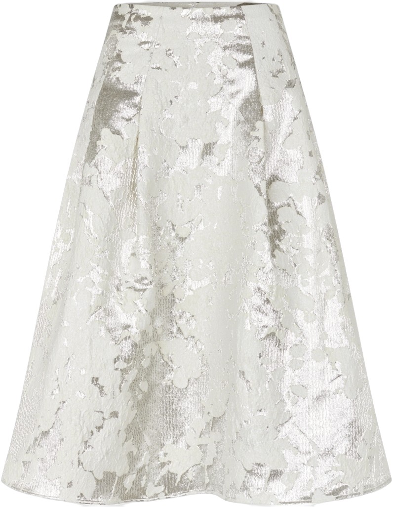 2461 Metallic Woven Jacquard, Voluminous Midi Skirt